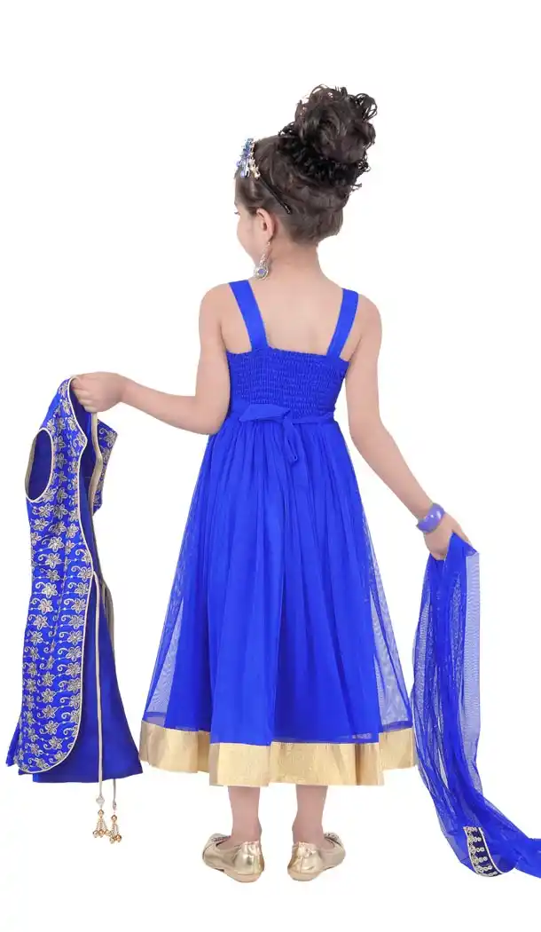 Stunningly Blue Color Net Embroidery Readymade Salwar Kameez | 332139280