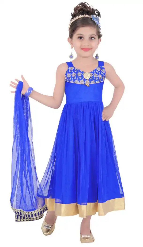 Stunningly Blue Color Net Embroidery Readymade Salwar Kameez | 332139280