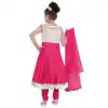 White Pink Color Net Readymade Kids Girls Churidar Suit | 332139296