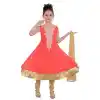 Orange Color Net Readymade Kids Girls Churidar Suit | 332139298