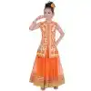 Orange Cream Color Net Readymade Kids Girls Suit | 332139302