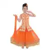 Orange Cream Color Net Readymade Kids Girls Suit | 332139302