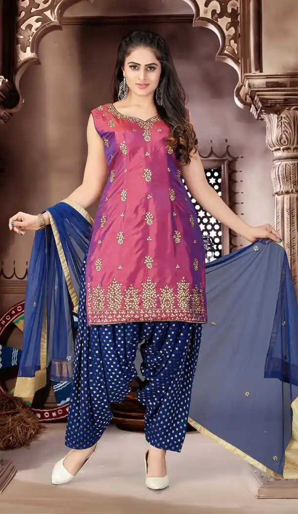 Maroon Color Banaras Gorget Punjabi Patiyala Suit | 334039527