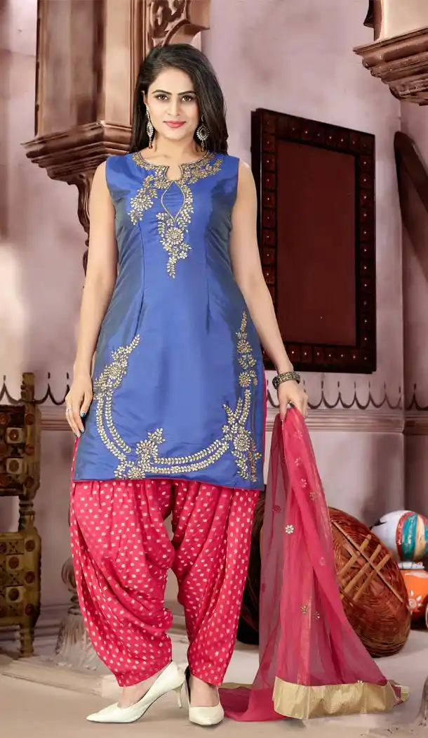 Navy Blue Color Spenic Georgette Punjabi Patiyala Suit | 334039533