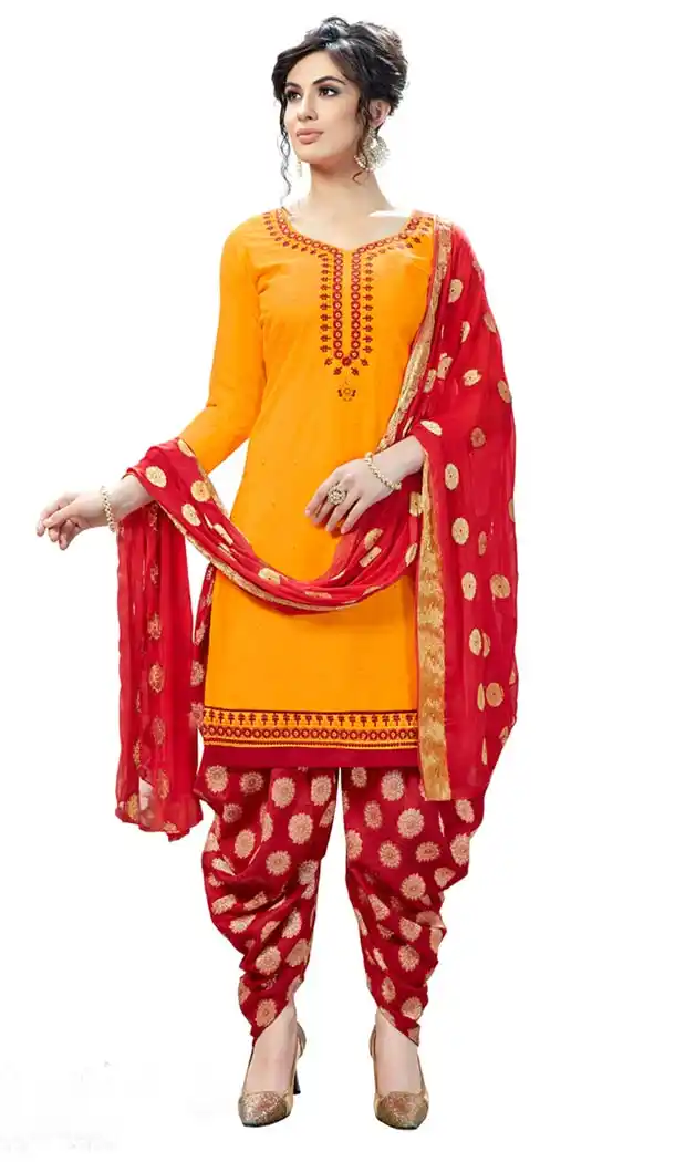 Yallow Color Cotton Day Wear Punjabi Patiyala Salwar Suit | 334239560