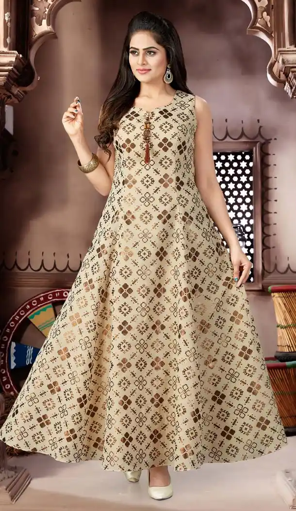 Fone Color Cotton Foil Party Wear Readymade Gowns | 333939496