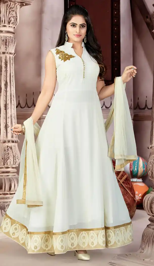 Cream Color Gorget Party Wear Readymade Gowns | 333939503