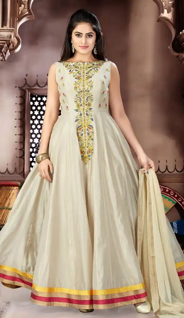 Fone Color Chanderi Party Wear Readymade Gowns | 333939505