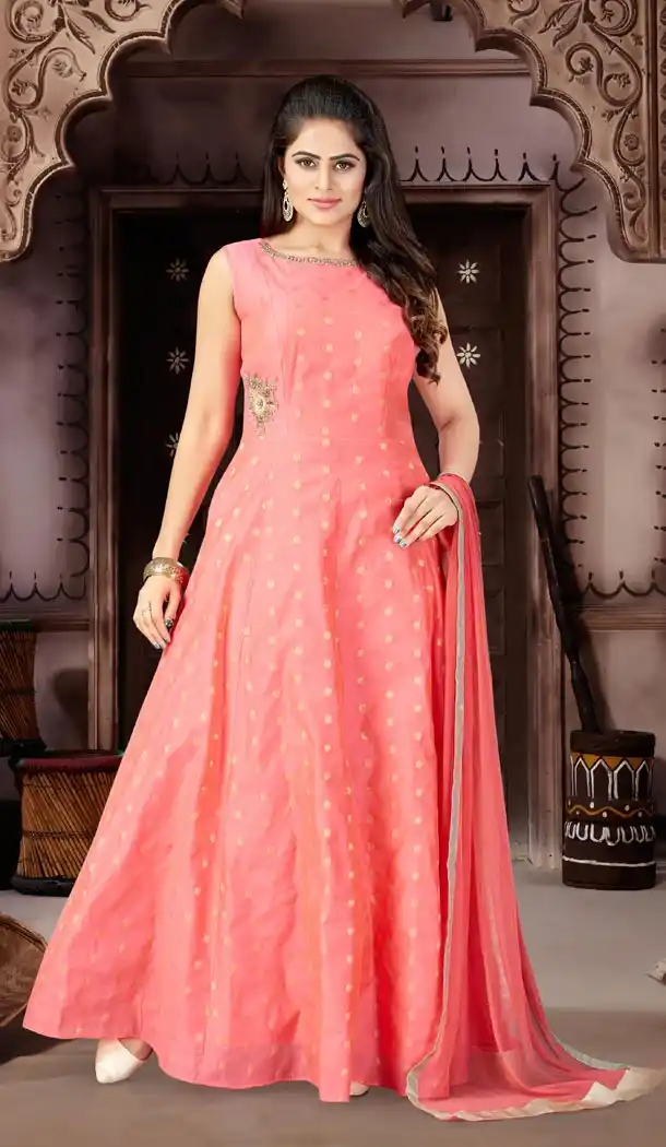 Rani Color Chanderi Party Wear Readymade Gowns | 333939506