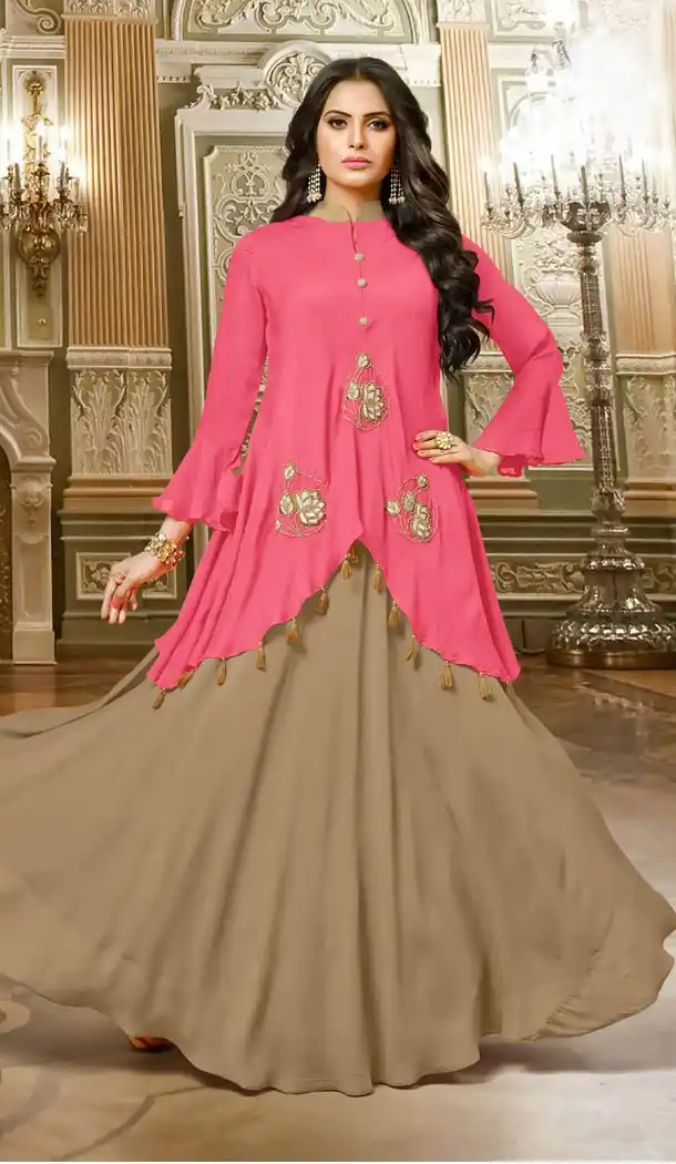 Pink Color Satin Silk Casual Party Wear Readymade Gowns | 335239665