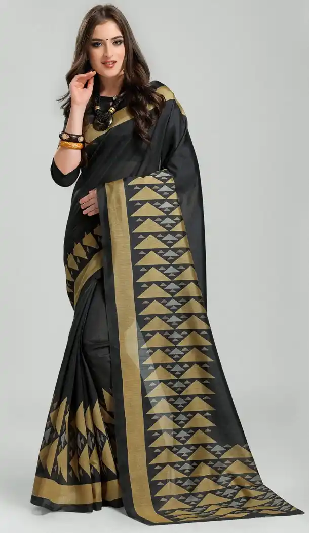 Black Color Bhagapuri Silk Casual Wear Saree Blouse | 336039738