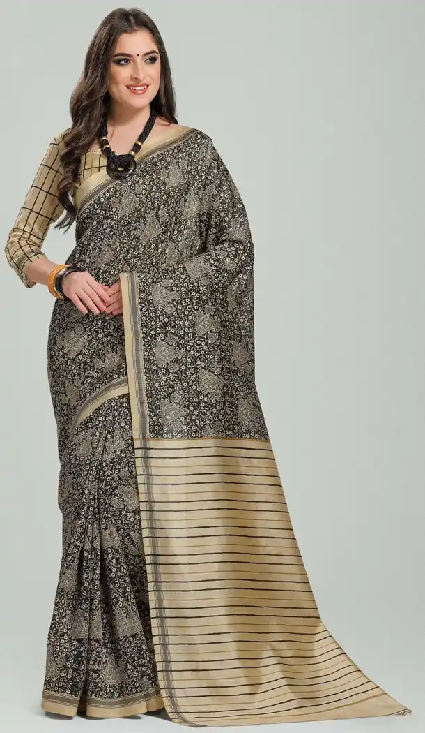 Multi Color Bhagapuri Silk Casual Wear Saree Blouse | 336039740