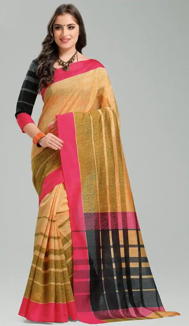 Crem Black Color Bhagapuri Silk Casual Wear Saree Blouse | 336039741