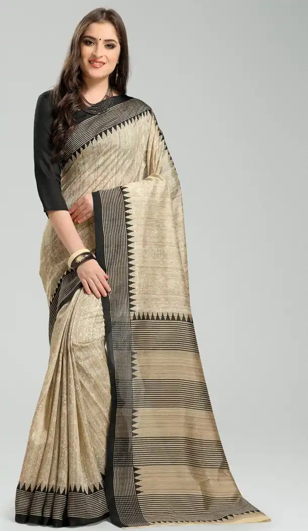 Black Cream Color Bhagapuri Silk Casual Wear Saree Blouse | 336039748
