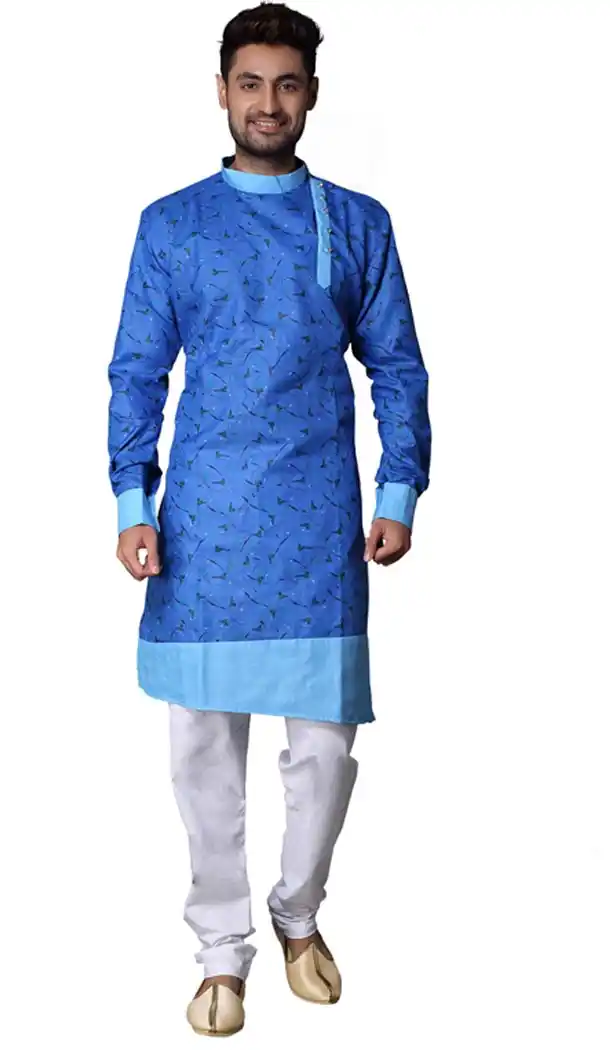 Marvelous Skay Blue Color Plain Cotton Casual kurta Pajama | 336639821