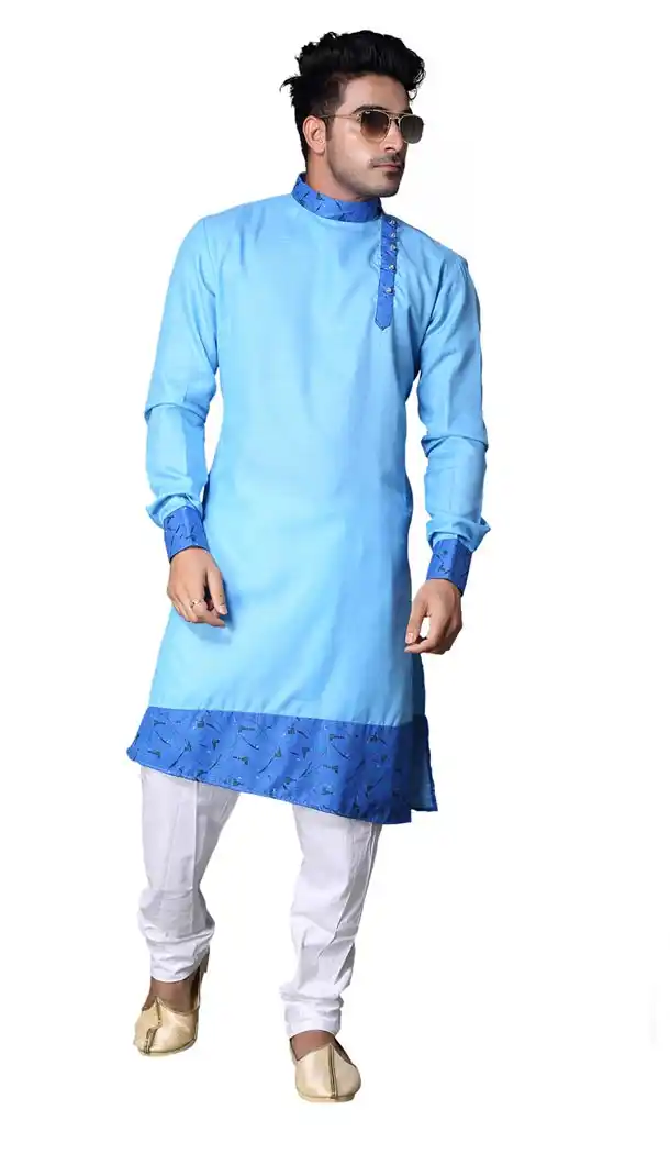 Enigmatic Blue Color Plain Cotton Casual kurta Pajama | 336639822