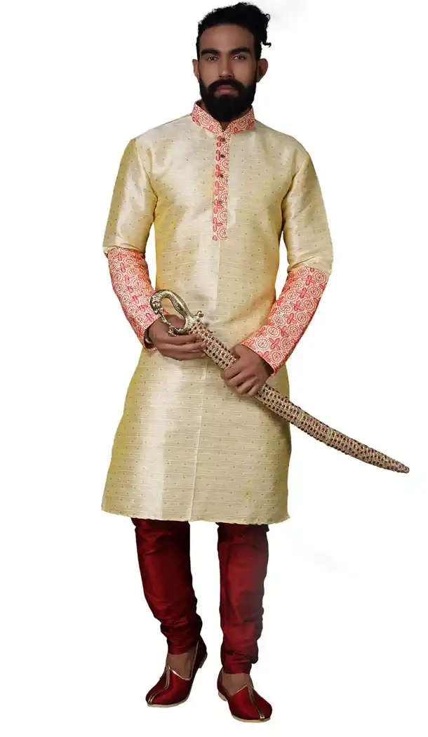 Contemporary Fon Color Silk Casual kurta Pajama | 336639824