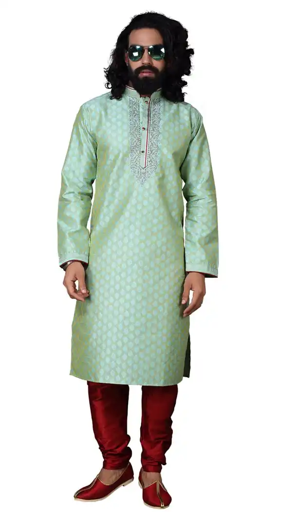 Fascinating Light Green Color Silk Casual kurta Pajama | 336639827