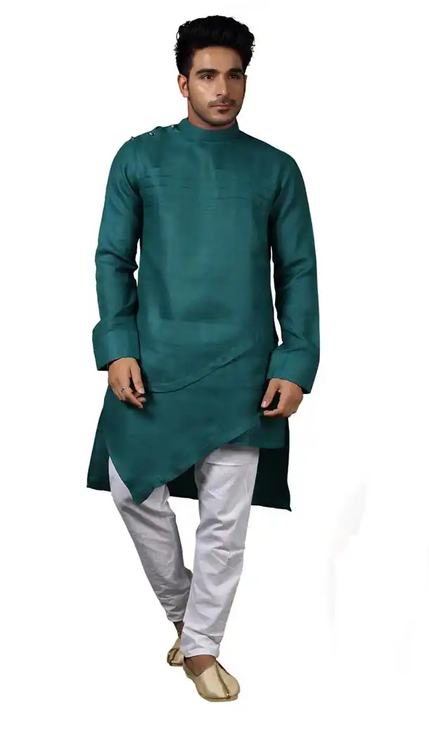 Tranquil Green Color Cotton Casual kurta Pajama | 336639832