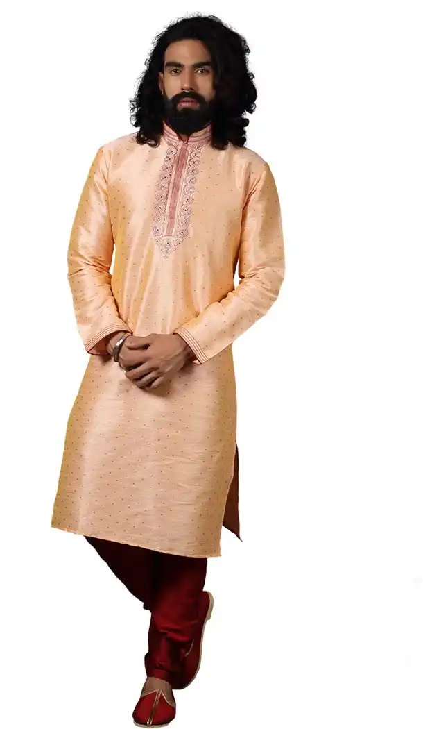 Alluring Peach Color Silk Casual kurta Pajama | 336639833