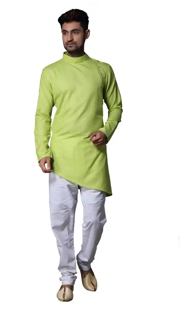 Chic Light Green Color Cotton Casual kurta Pajama | 336639836