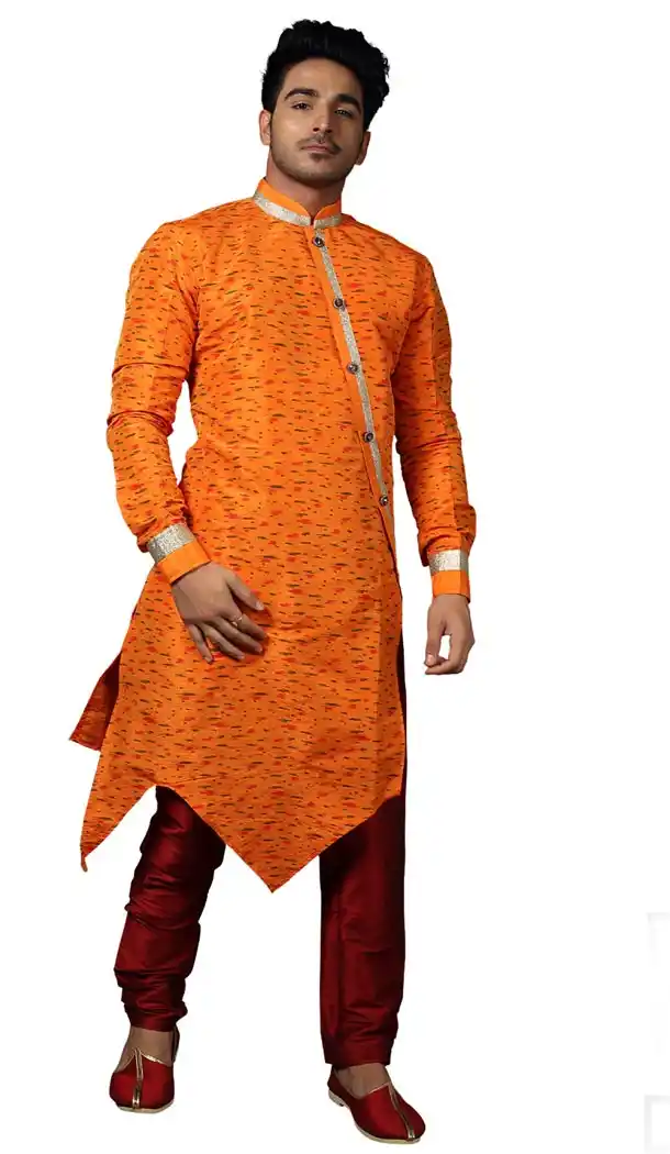Luscious Orange Color Silk Casual kurta Pajama | 336639847