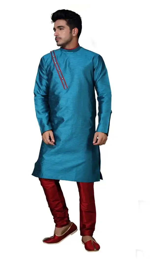 Light Blue Color Banarashi Silk Casual kurta Pajama | 336639850