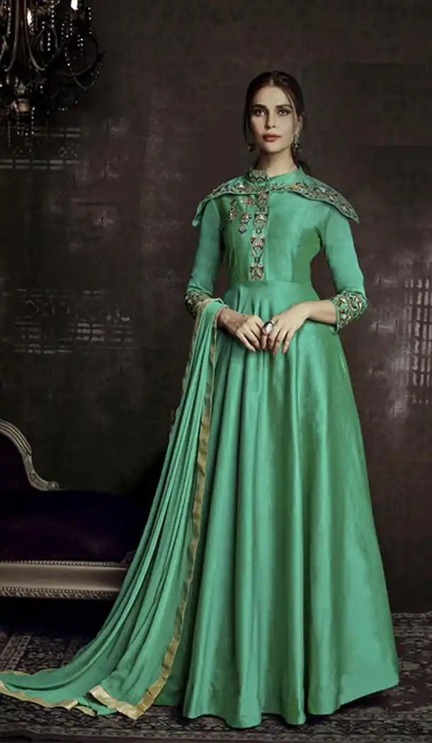 Rama Green Color tapera Party Wear Gowns Dress | 342840564