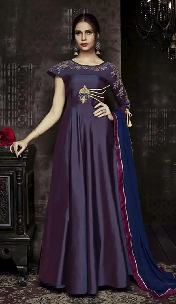Alluring Purple Color tapera Party Wear Gowns Dress | 342840566