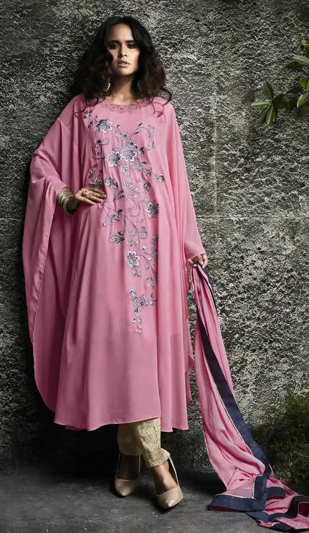 Pakistani Style Pink Color Georgette Salwar Suit | 344440709