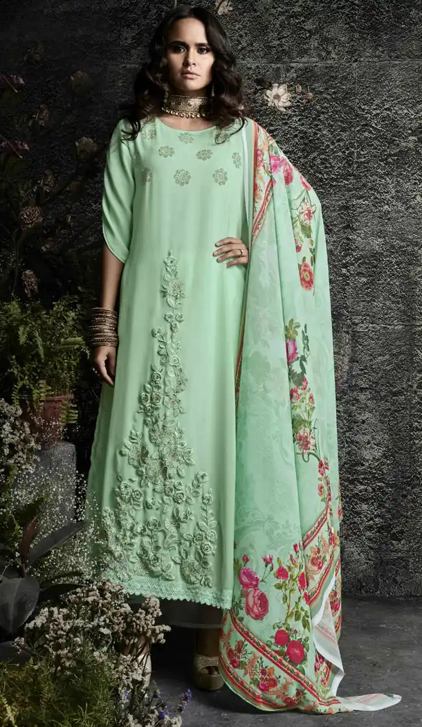 Pakistani Style Light Green Color Georgette Salwar Suit | 344440710