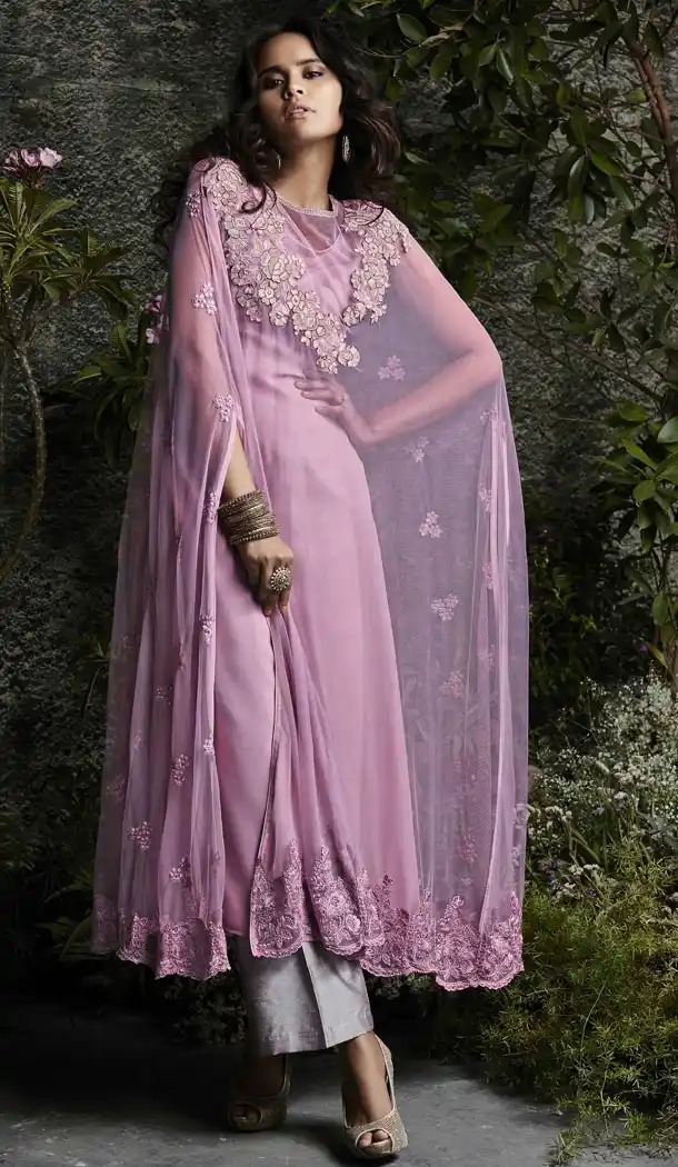Pakistani Style Light Pink Color Soft Net Salwar Suit | 344440713
