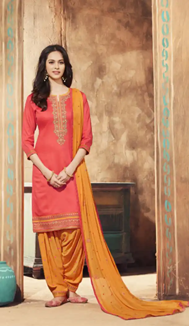 Splendorous Light Red Color Pure Cotton Punjabi Salwar Suit | 345240824