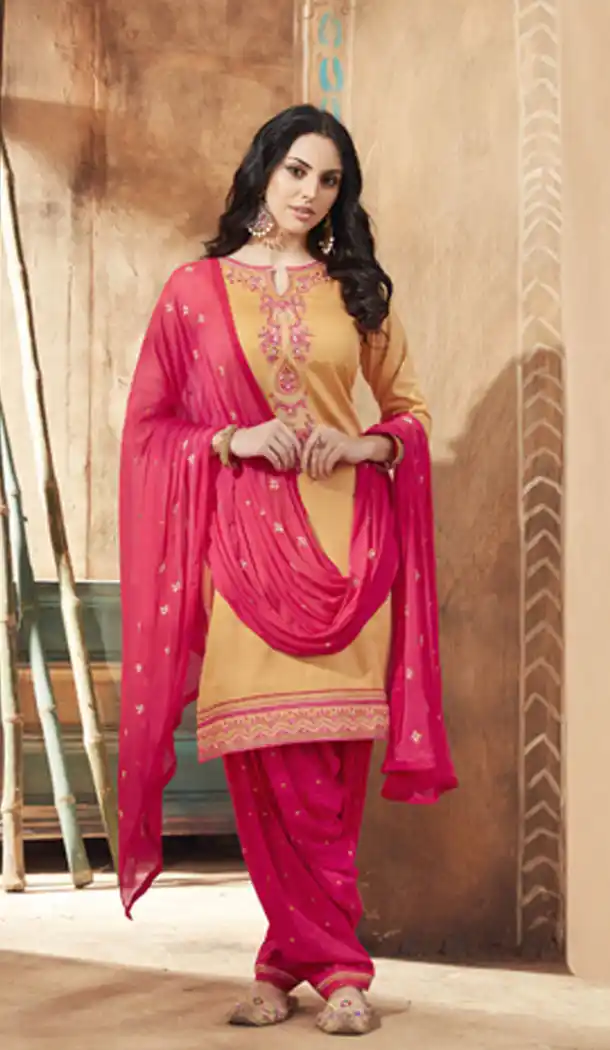 Glamorous Cream Color Pure Cotton Punjabi Salwar Suit | 345240827
