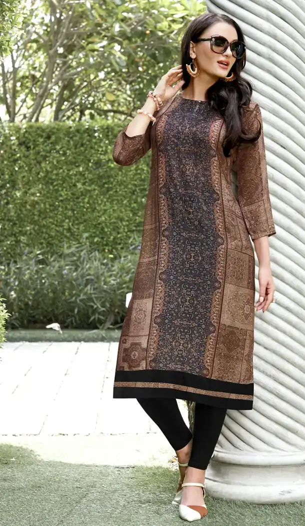 Ethnic Multi Color Linen Exclusive Readymade Kurti | 333139434