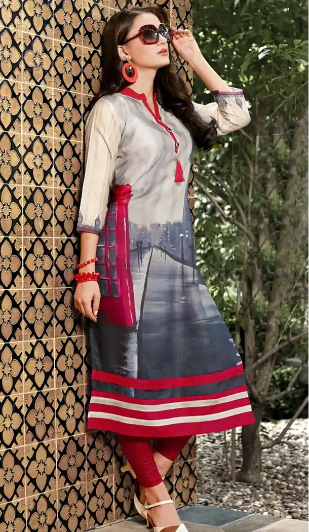 Magnificient Multi Color Linen Exclusive Readymade Kurti | 333139436
