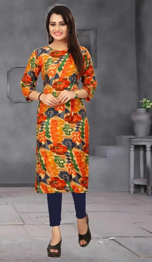 Melodic Heavy Rayon Multi Color Exclusive Readymade Kurti | 334839627