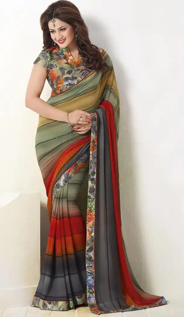 Alluring Multi Color Georgette Party Wear Saree Blouse | 335439688