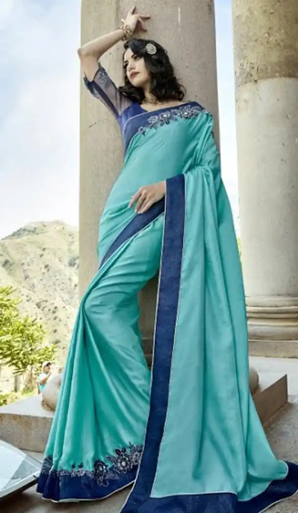 Rama Green Color Silk Party Wear Saree Blouse | 335639705