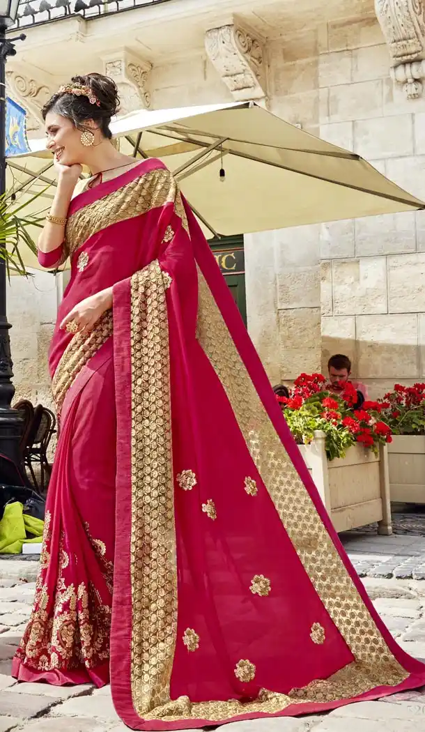 Magenta Color Fancy Fabric Casual Wear Saree | 336439800