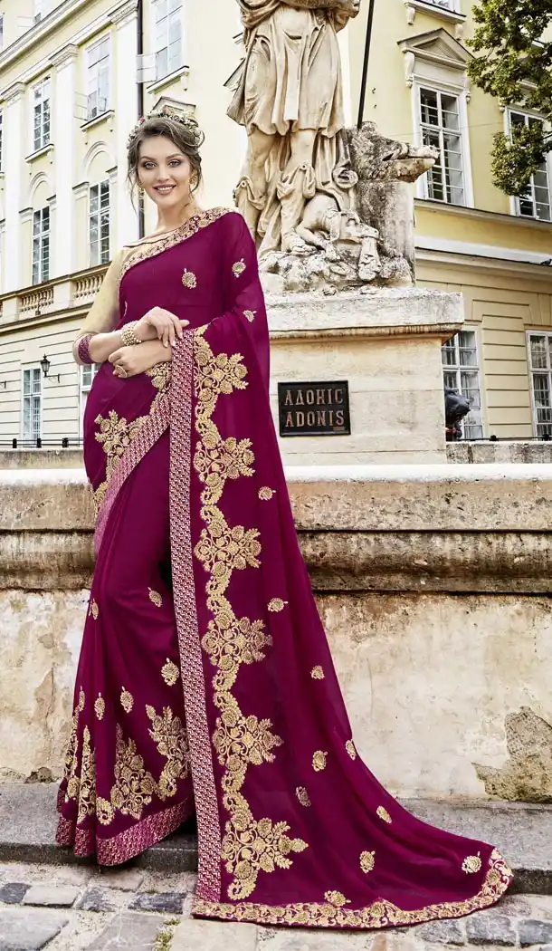Purple Color Fancy Fabric Casual Wear Saree | 336439804