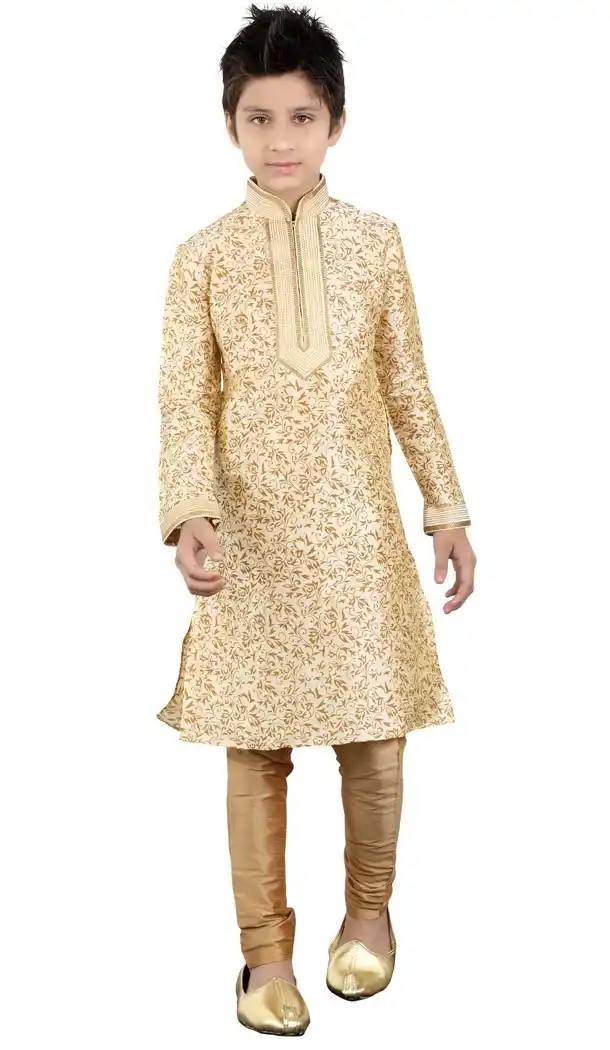 Alluring Off White Cotton Party Wear Boy Kurta Pajama | 330639069