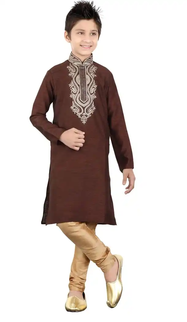 Chocolate Cotton Party Wear Boy Kurta Pajama | 330639073