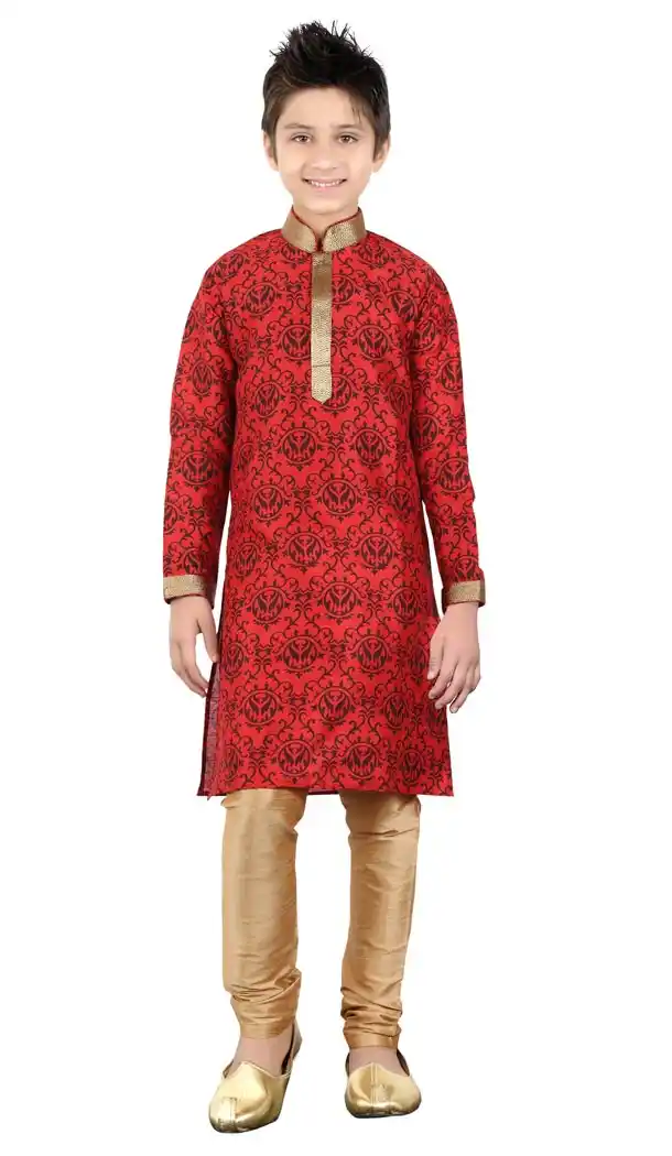Red Color Cotton Party Wear Boy Kurta Pajama | 330639076