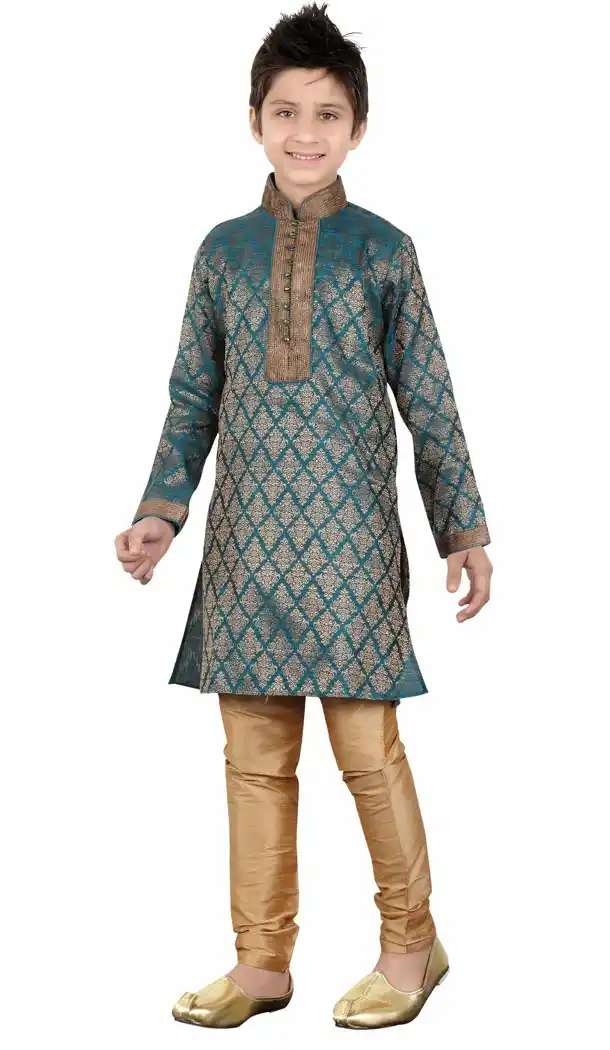 Green Color Cotton Party Wear Boy Kurta Pajama | 330639078