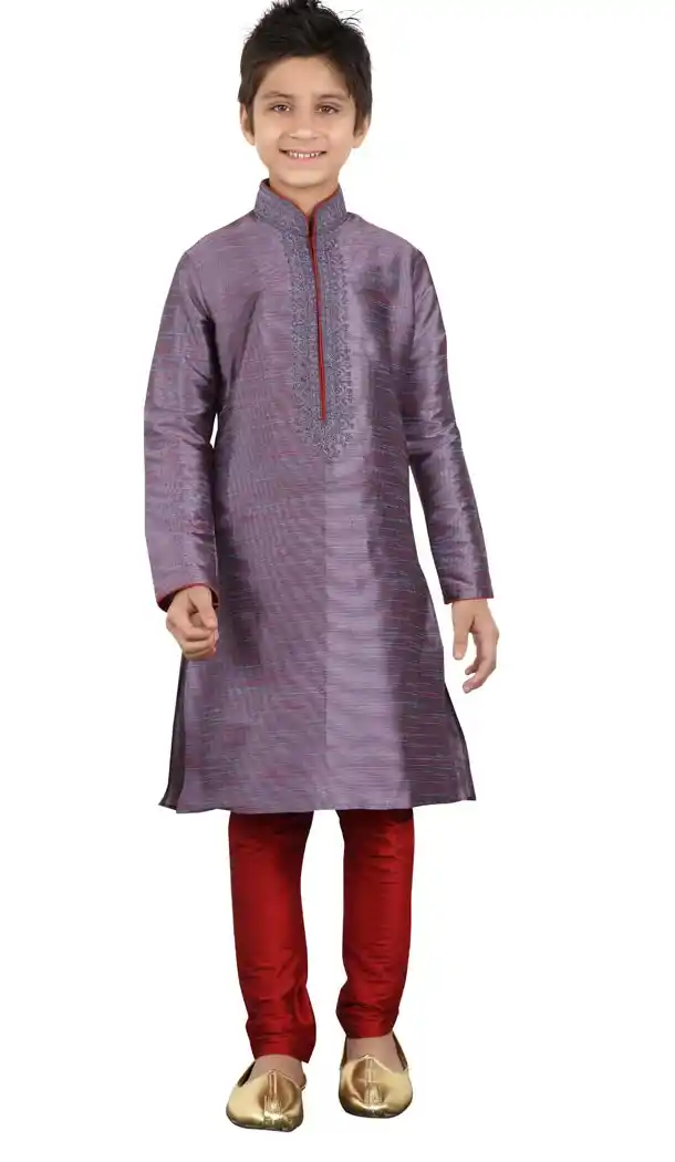Grey Color Cotton Party Wear Boy Kurta Pajama | 330639080