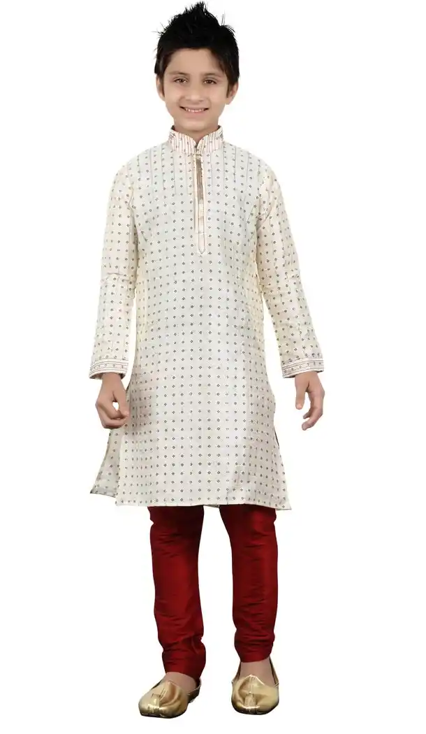 White Color Cotton Party Wear Boy Kurta Pajama | 330639084