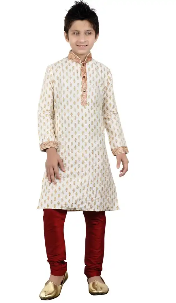Off White Color Cotton Party Wear Boy Kurta Pajama | 330639085
