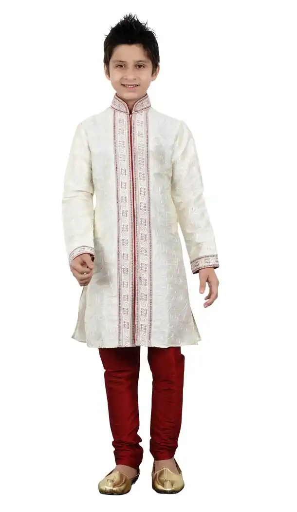 White Color Cotton Party Wear Boy Kurta Pajama | 330639088