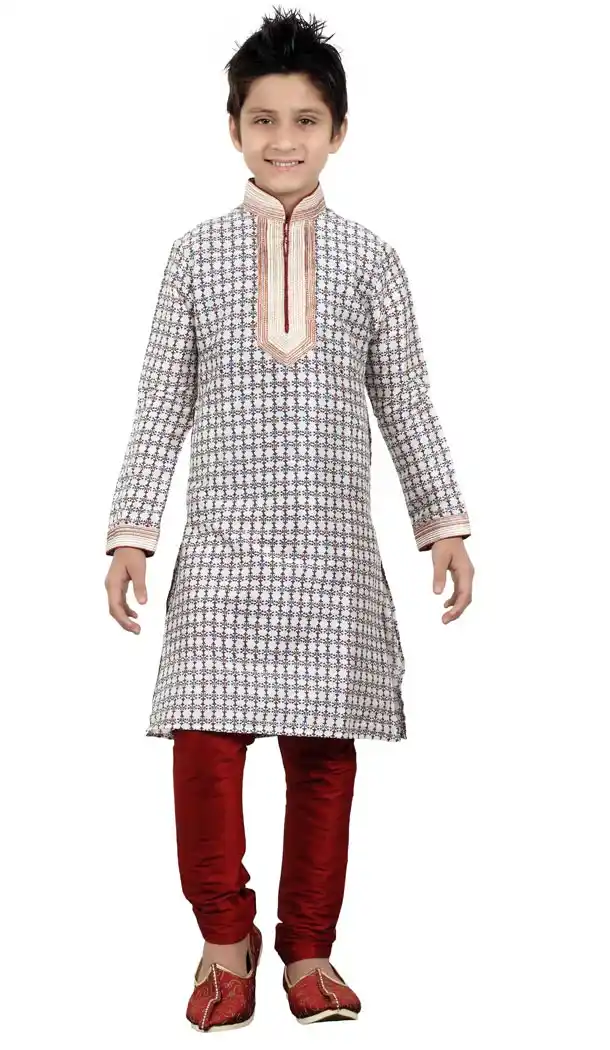 Grey Color Cotton Party Wear Boy Kurta Pajama | 330639089